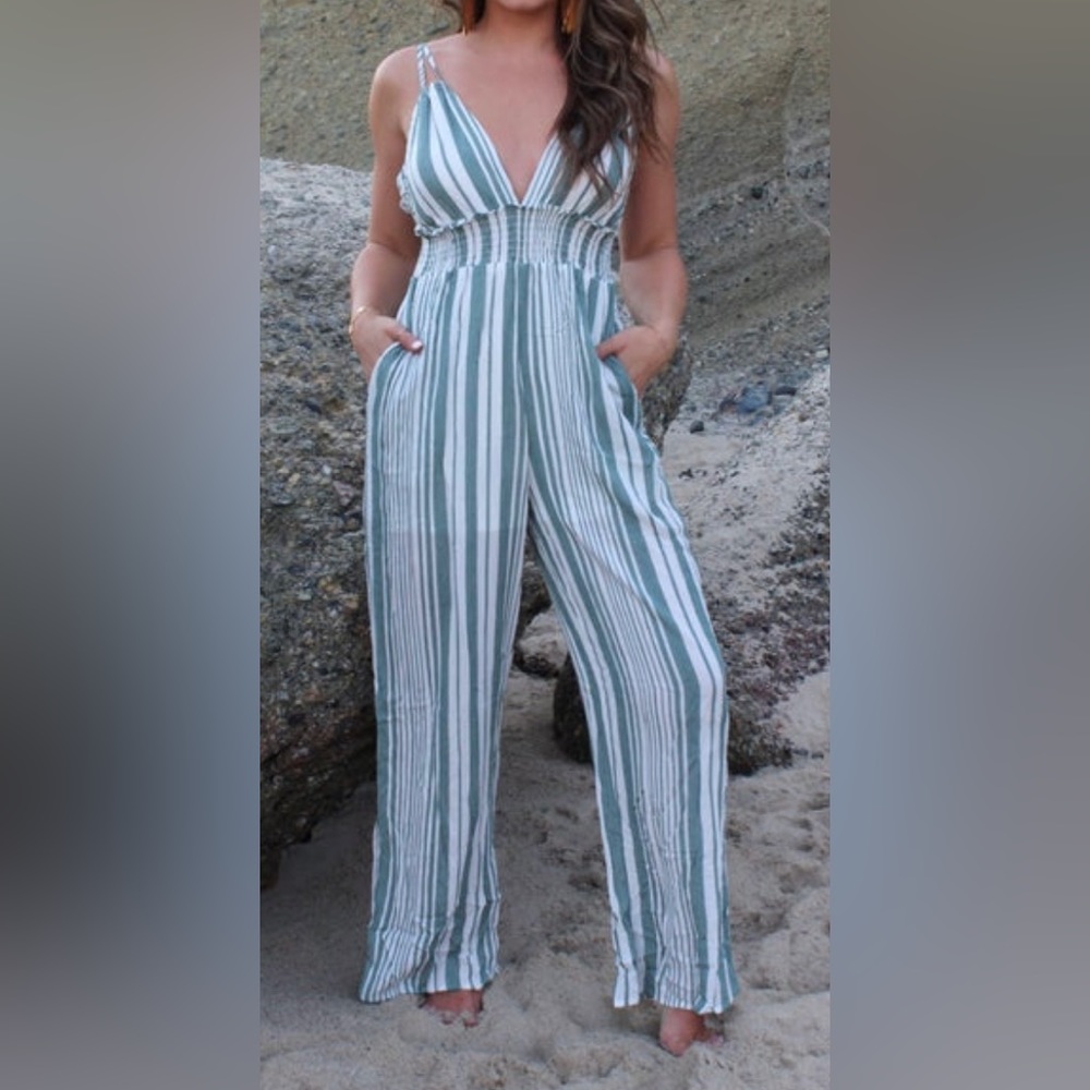 White/sage jumpsuit